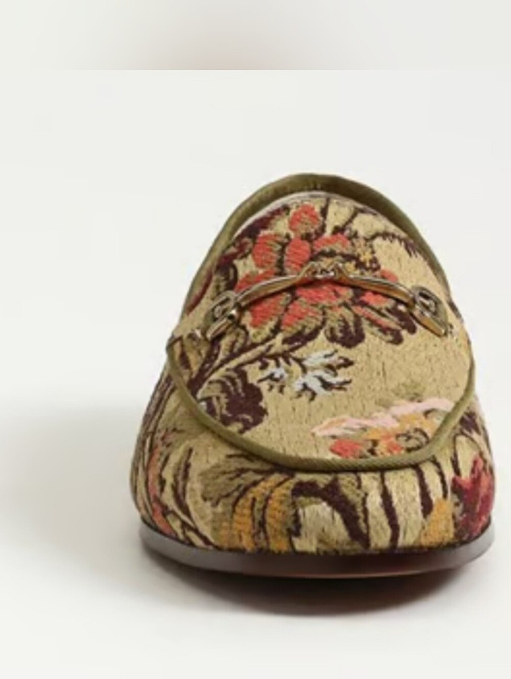 Sam Edelman Olive Floral Tapestry Loafers with Red Accents - Picture 3 of 9